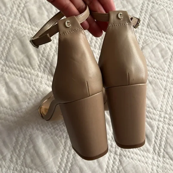 Sam Edelman Circus Nude Beige Olga Faux-Leather Heels Ankle Strap Sandals US7 - Picture 14 of 16